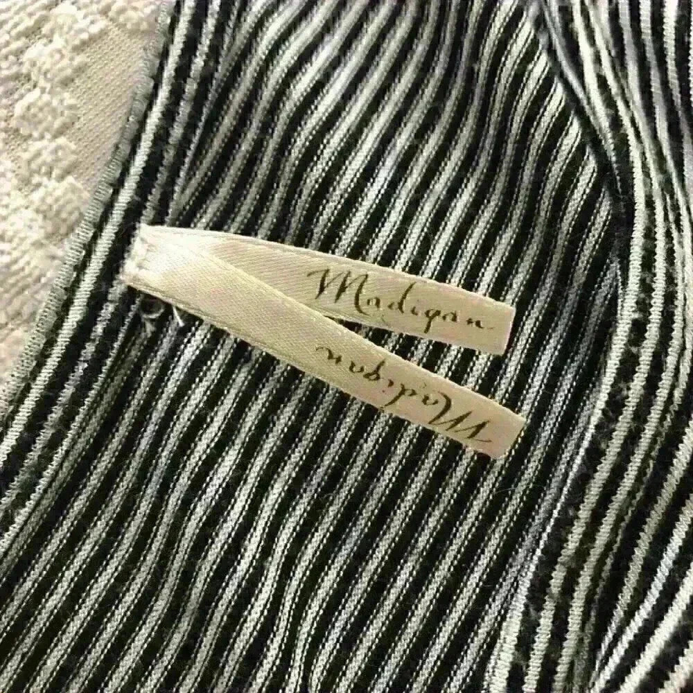 Madigan Dress Mini Striped V-Front Back Tie Belt Black White - Picture 6 of 10